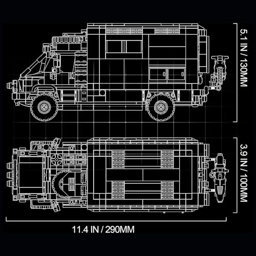 APAWR Black RV Car Building Blocks Toys Boys or Adults Kits，Rotatable Side Door & Quick-Release Roof, Liftable Tailgate Model Detailed Interior Furniture Building Set Raceing Car Model 2135 Pieces - color: Black