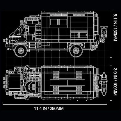 APAWR Black RV Car Building Blocks Toys Boys or Adults Kits，Rotatable Side Door & Quick-Release Roof, Liftable Tailgate Model Detailed Interior Furniture Building Set Raceing Car Model 2135 Pieces - color: Black
