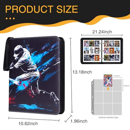 9 Pocket Baseball Card Binder, Premium Zip Trading Card Binder 990 Double Sided Pocket PU Collection Binder, Collector Album, Card Folder for MTG, TCG, Sports Cards - color: 990-Baseball-2