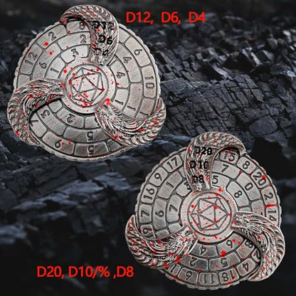 7-in-1 Spinner DND Dice Set, Rotate Metal Rotate Dungeons and Dragons DND Compass Dice, Cool RPG Role Playing Table Game Dice(Blood) - color: Black Blue