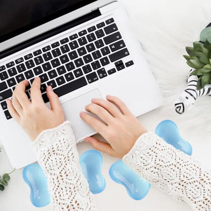 Gel Wrist Rest for Keyboard and Mouse Transparent Blue Bow Elbow Pad Cushion Ergonomic Cute Clear Cool Heart Mouse Wrist Pad Silicone Non-Slip Support for Computer Gaming Home Office Women Hand Pillow - color: Bow Blue