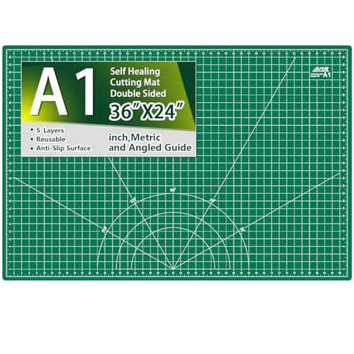 ArtAt Self Healing Cutting Mat: 24 x 36 inch Green Large 5-Ply Double-Sided Durable Non-Slip PVC Cutting Mat for Sewing Quilting Scrapbooking Art & Crafts projects… - color: Green, size: 36"L x 24"W