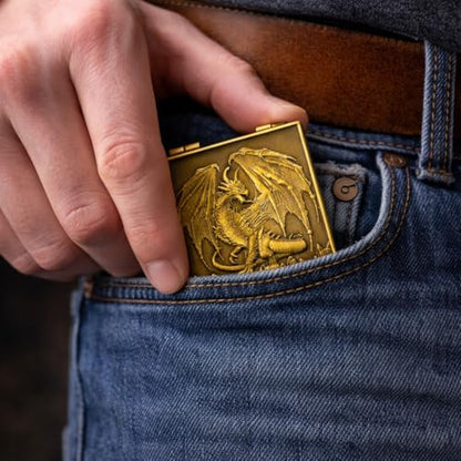 7-in-1 Metal Spinner DND Dice Set subitable for Dungeons & Dragons – Pocket Flip Rotating Dice with D4 D6 D8 D10 D12 D20 D% – Gaming Accessory with Magnetic Iron Box（Gold） - color: Gold