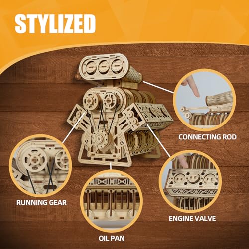 V8 Engine 3D Puzzle Model Engine Kit for Adult, 3D Puzzles for Adults | V8 Model Engine Kit with Working Motor, Building Kits Hobbies for Men, Gift for Men & Teen