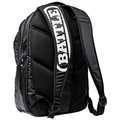 Battle Vault Backpack - Lightweight & Durable Bag With Large Front Pocket, Adjustable Shoulder Straps, Soft-Lined Top Sleeves - color: Black/High Gloss White