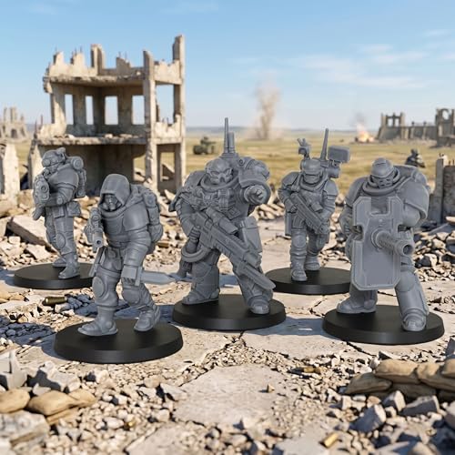 AUSPDICE Sci-Fi Operatives for Miniature Games, 28mm RPG Figure Set-AS992 | Unpainted Resin 5pc Sci-Fi Elite Squad for TTRPG Wargames, Tabletop RPG, Dungeon Masters, Skirmish Battles and RPG Gifts