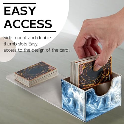 Trading Card Storage Box, Holds 100+ for MTG Cards, PU Leather with Magnetic Closure, Magical White Polar Bear Cub Durable Deck Box for Magic the Gathering, Trading Card Games - color: Magical White Polar Bear Cub