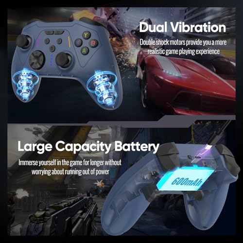 BETMI Wireless Controller for Xbox One, Xbox Series X/S, PC Adapter, Hall Effect Joysticks, Turbo, Macro, Remapping, Dual Vibration Function, 2.4GHz Gamepad(Dark White)
