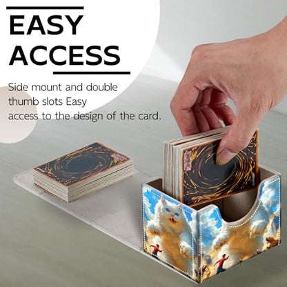 Trading Card Storage Box, Holds 100+ for MTG Cards, Premium PU Leather with Magnetic Closure, Giant White Cat And A Man Durable Deck Box for Magic the Gathering, Trading Card Games - color: Giant White Cat And A Man