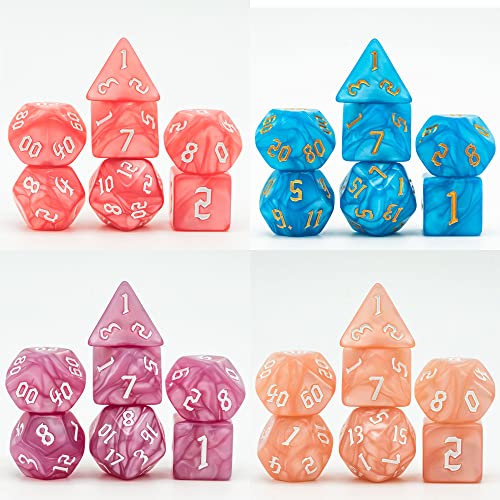 6 Sets DND Dice Polyhedral Dice Set (42pcs) with 1 Large Leather Bag, D&D Dice Set for Dungeons and Dragons, RPG Table Games. (6 Sets Sickle Font Pearl Patte) - color: 6 Sets Sickle Font Pearl Patte