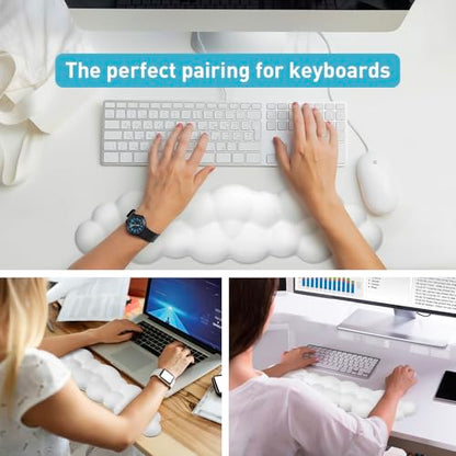 Cloud Wrist Rest Keyboard | Memory Foam, PU Leather, Ergonomically Designed, Typing Comfort and Pain Relief