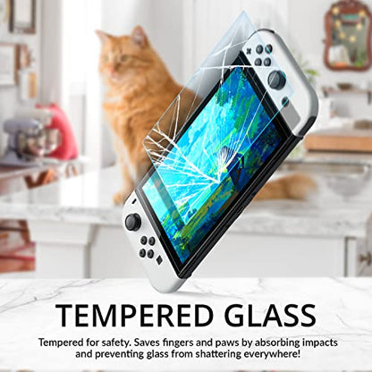 Orzly Glass Screen Protector for Nintendo Switch OLED 2024 Console Accessories (Pack of 4) - Tempered Glass Life time Edition - size: 7"