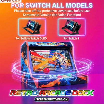 Retro Switch Arcade Stick,Screenshot Version (Screen Not Included) | Arcade Fighting Games Cabinet for Switch,OLED&Switch 2.Features Screenshot(No-voice),LED Indicators and Programmable Buttons