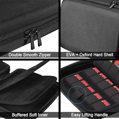ADVcer 80 Slots Switch Game Case, Waterproof Hard Shell Nintendo Switch Game Card Holder Cartridge with Detachable Wrist Strap for SD Cards, Nintendo Switch or Switch OLED, PS Vita, PSP Games Storage