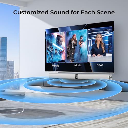 Sound Bar for Smart TV, 80W Soundbar with Bluetooth/ARC/Opt/AUX Connect, Auto Volume Boost, 3 Equalizer Modes, 2 in 1 Detachable Soundbar for TV/PC/Gaming/Projectors - color: Silver