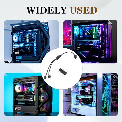 4 Pack ARGB 1 to 2 Extension Cable, 3-Pin to SM 3-Pin Female Adapter with Adapter pin, 5V Addressable RGB Extension Cable for PC Fans and LED Strips, Motherboard Sync (0.98 FT/ 30 CM Each) - color: 1-to-2 5V 3pin female to female
