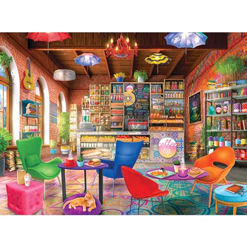 RoseArt - My Happy Place - Boho Coffeshop - 750 Piece Jigsaw Puzzle for Adults - style: Boho Coffeeshop
