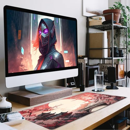 Japanese Large Gaming Mouse Pad with Stitched Edges, 31.5" x 15.7" Large Extended Computer Pad, Mouse Pad Protector with Non-Slip Waterproof Rubber Base for Laptop Office Accessories, Sunset - color: Sunset
