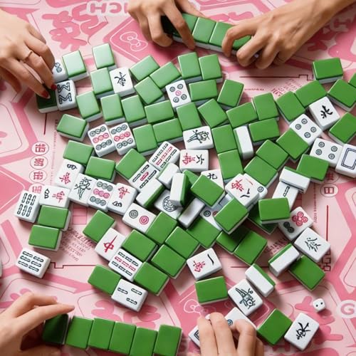 Mahjong Tablecloth Florals Card Table Cloth 55x 55 Inch Square Tablecloth Game Table Cover with Game Rules for Mahjong Beginners, Card, Board Tile Games (Pink)