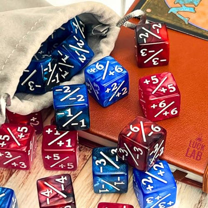 Luck Lab MTG Magic Life Counter Dice, 48 PCS - Compatible w/Magic Card Game Accessories, CCG Creature Stats w/ 2 Dice Bags (Blue Pearl, Blue Swirl, Red Pearl, Red Swirl) - color: Blue Pearl, Blue Swirl, Red Pearl, Red Swirl