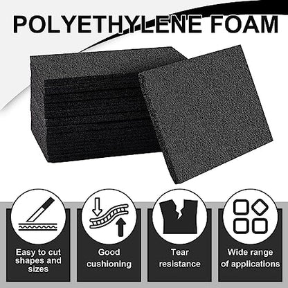 Frienda 12 Pcs 12" x 8" x 0.5" Polyethylene Foam Sheet Thick Black Packing Foam Padding Customizable PE Board Cushion Inserts for Cases Craft Shipping Moving DIY Projects Toolbox Storage - size: 12 x 8 x 0.5 inches