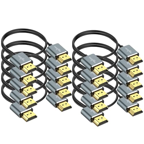 Twozoh Slim 4K HDMI Cable 3.3FT 10 Pack, Ultra Thin & Flexible Skinny HDMI to HDMI 2.0 Cord Support 4K/60HZ 18gbps Laptop, Monitor, PS5, PS4, Xbox One, Fire TV - color: THIN HDMI 10-Pack, size: 3.3Ft