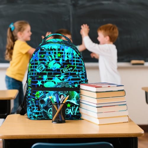 Backpacks For Boys Video Game Boys School Backpack for Kids Children Teens Elementary Middle School Students Bookbag Ages 6-18 Lightweight Travel Back Pack - color: Teal Game