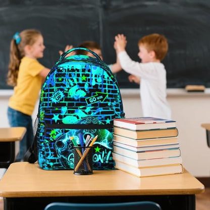 Backpacks For Boys Video Game Boys School Backpack for Kids Children Teens Elementary Middle School Students Bookbag Ages 6-18 Lightweight Travel Back Pack - color: Teal Game