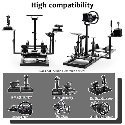 Dardoo Flighting Simulator Cockpit Multifunctional Fit for HOTAS Warthog, for Logitech G923, for Thrustmaster T80 T150,Only Wheel Stand Not Including Seat Wheel Pedal Handbrake Throttle Joystick