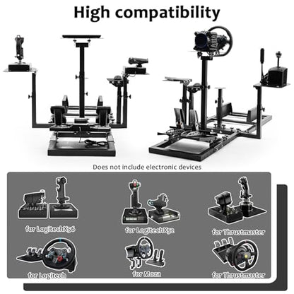 Dardoo Flighting Simulator Cockpit Multifunctional Fit for HOTAS Warthog, for Logitech G923, for Thrustmaster T80 T150,Only Wheel Stand Not Including Seat Wheel Pedal Handbrake Throttle Joystick