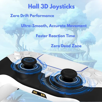 GioMay Pro Wireless Controller Compatible with PS5 – Hall Effect Joysticks, Bluetooth 5.3, Programmable Back Buttons, Dual Vibration, 6-Axis Gyro, Works with PC, Steam, iOS & Android (Gray) - color: Gray