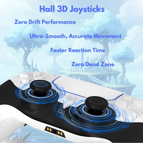 GioMay Pro Wireless Controller Compatible with PS5 – Hall Effect Joysticks, Bluetooth 5.3, Programmable Back Buttons, Dual Vibration, 6-Axis Gyro, Works with PC, Steam, iOS & Android (Blue) - color: Blue