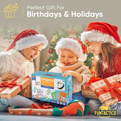 Funtactics Wooden Block Matching Puzzle Game with Victory Bell Pattern Recognition Board Game for Kids Ages 3+ & Adults | 5 Players 5 Difficulty Levels | Family Game Night | Birthday