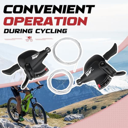 WEEROCK Bike Shifter Lever 27 Speeds 3X9 Thumb Gear Shift Lever for MTB | 2:1 Pull Ratio, Gear View Window, Smooth Shifting, for Mountain Bike, Touring Bike, Folding Bike, Flat-bar Road Bike - color: 3X9 Speed