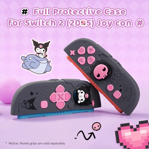 Kuitmor Silicone Protective Shell Compatible with Joy con of Switch 2, Soft Silicone Cover Case, Anti-Scratch Protective Case for Switch 2025 Controllers (Black Kuromi)
