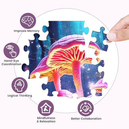 500 Pieces Puzzles for Adult Jigsaw Puzzle Mushrooms Puzzle for Adult Elderly Difficult Puzzle Gift for Family Activity Games Home Decor Wall Art 20.5x15IN - style: Mushrooms