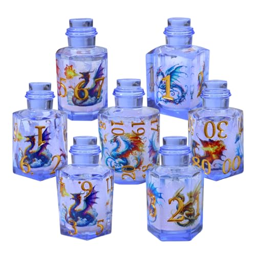 XENOLUX Liquid Core DND Dice Set, Potion Bottle Polyhedral Dice with Floating Colorful Dragons for Dungeons and Dragons - BOT2 - color: Bot2