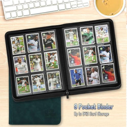 Trading Card Binder, Premium 9 Pocket Double Sided 540 Pocket PU Card Collection Binder, Collectible Trading Card Albums for MTG, TCG, Sport Card, Game Cards (Viridian) - color: Viridian