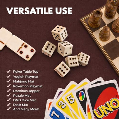 Board Game Mat 35"x35" Designed for 36 in Tables, Mahjong Mat with Carrying Bag, Neoprene Playmat, Table Cover for Board Games, Tile, Poker, RPG and Dominoes (Brown) - color: Brown