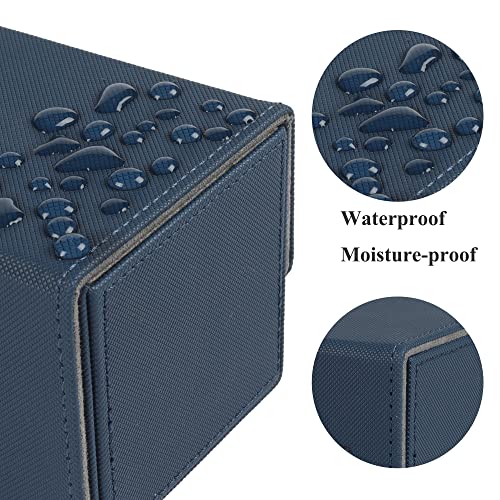 AEGIS GUARDIAN Card Deck Box for MTG, Commander Deck Box Hold 120+ Sleeved Cards, Leather Strong Magnet Card Deck Case Holder for Magic Cards TCG CCG, Blue - color: 3-1