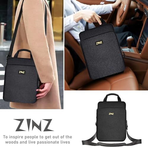 ZINZ Laptop Shoulder Bag 12.3-13 inch Case Sleeve, Expandable Handbag with Valuables Compartment Compatible with MacBook Air/Pro/Neo 13", iPad 12.9"/13"/11", Shockproof,Black - color: Black