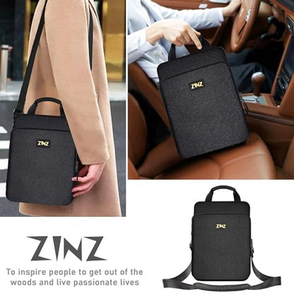 ZINZ Laptop Shoulder Bag 12.3-13 inch Case Sleeve, Expandable Handbag with Valuables Compartment Compatible with MacBook Air/Pro/Neo 13", iPad 12.9"/13"/11", Shockproof,Black - color: Black