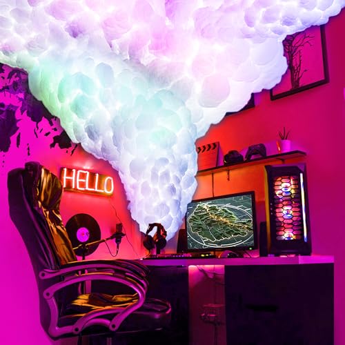 3D Thundercloud Ceiling Light, DIY Lightning Effects, RGB Color Changing, Music Sync, Smart APP Control, for Bedroom, Gaming Room, Home Theater, Kids Room, 32FT - size: 32ft