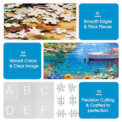 500 Piece Puzzle for Adults – Lake House Landscape Jigsaw Puzzle for Adults & Seniors – Eco-Friendly Recycled Paper – Fun & Challenging Family Game Gift for Friends and Family (20.5 x 15 in) - style: Lake Scenery
