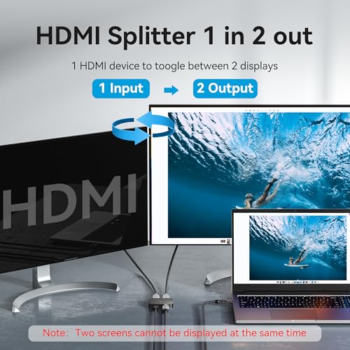 VENTION 8K 2x1 HDMI Switch, 4K@120Hz HDMI Splitter Switcher, 2 in 1 Out with LED Indicators, Supports HDR, 3D, Dolby, Compatible with Laptops, PC, Xbox Series, PS5/4/3, Blue Ray, Projector - color: Black