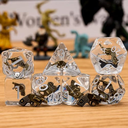 Polyhedral D&D Gun Dice,Resin Gun DND Dice Set for Dungeons and Dragons MTG RPG Board Games - color: Gun
