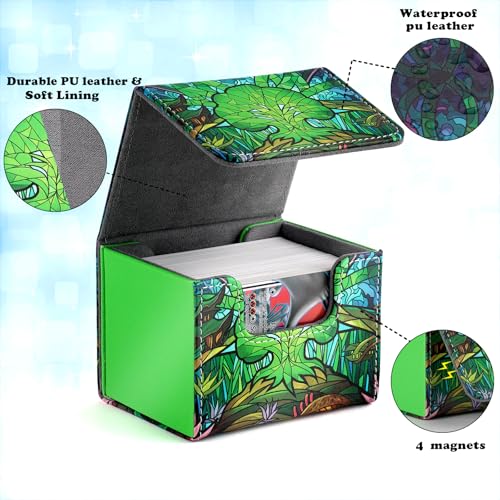 Deck Box for MTG Cards, Trading Commander Deck Case Holds 120+ Sleeved Cards, PU Leather Magnetic Collectible Card Storage Box Fits for TCG Magic Card (A-Green) - color: A-Green