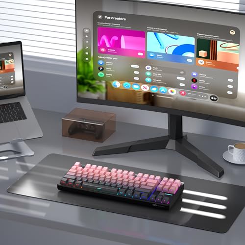 MageGee LIGHT87 Wireless Creamy Keyboard, Gasket Structure, RGB Backlit, 2.4G/USB-C/BT5.0 Hot Swappable Mechanical Gaming Keyboard for Win/Mac/PC, 8000mAh Battery, Side Printed PBT Keycaps, Pink - color: Pink Black/Blue Whale Switch