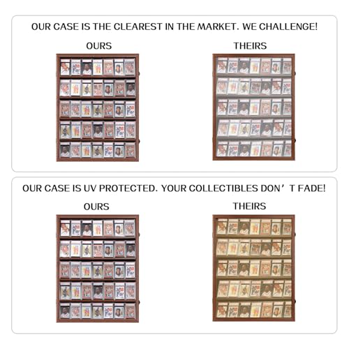 VERANI 35 Graded Sports Baseball Card Display Case Wall Mount Walnut | Lockable Trading Card Wall Cabinet,98% UV Block Acrylic Panel,Premium Wood Frame,Vertical Wall Mount Only - size: Large-Vertical-Walnut-Blacklock