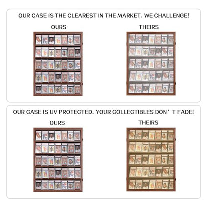 VERANI 35 Graded Sports Baseball Card Display Case Wall Mount Walnut | Lockable Trading Card Wall Cabinet,98% UV Block Acrylic Panel,Premium Wood Frame,Vertical Wall Mount Only - size: Large-Vertical-Walnut-Blacklock